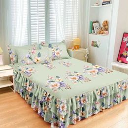 Bedding sets 3Pcs Bed Sheet Lace Skirt Elastic Fitted Double Bedspread With Pillowcases Mattress Cover Bedding Set Elastic King Size Bedsheet J240507