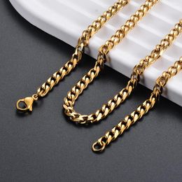 Chains 3.5/5/7mm Punk Basic Stainless Steel Cuban Link Chain For Men Women Strong Curb Necklace Fashion Jewellery