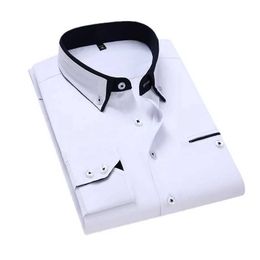 0QJ2 Men's Dress Shirts 13 Colour 8XL British-Style Men Spring Long-Sled Shirts/ Slim Fit Business Casual Shirts Social Casual Button Shirts d240507