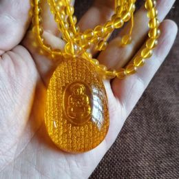 Pendant Necklaces Beeswax Amber Carved Scriptures Sweater Chain