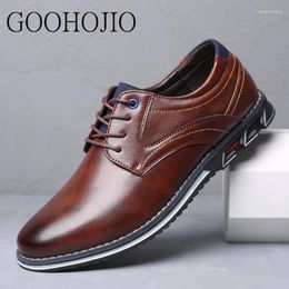 Casual Shoes Spring Autumn For Men Lace Up Non-slip Hard-Wearing Outdoor Work Simple All-match Fashion PU Leather Soft