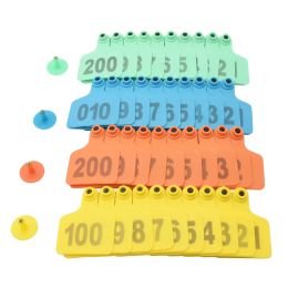 Tags 100 Sets Cow Cattle TPU Ear Tag Signs With Words No.001100 Ear Tags Typing Copper Head Earrings Farm Animal Identification Card