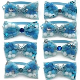 Dog Apparel Wholesale Winter Style Yarn Bow Tie With Hairball Collar For Dogs Bows Pet Grooming Accessories