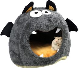 Cages Guinea Pig Bed Hideout Cosy Small Animal Beds Monster Cave House Halloween Decor Hamster Nest Cage Chinchilla Rabbits Ferret Rat