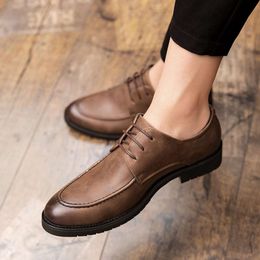 Hot Concise Mens Leather Lace-up Business Point-Toe Dress Shoes Goods Comfortable Office Oxfords For Student