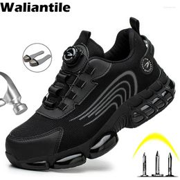 Boots Waliantile Lace Free Men Safety Shoes Sneakers For Industrial Working Puncture Proof Steel Toe Indestructible Work