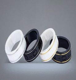 Ceramic Band Rings Black White for Women Men Jewellery Gold Silver Ring with box9103852
