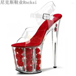 Sandals Rncksi Female Women Girl Walking Show Shoes High Heels 20cmSexy Platform Buckle Strap Cross-tied Party
