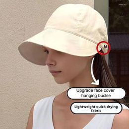 Berets Lady Outdoor Hat Wide Brim Sun Protection With Hole For Gardening Travel Anti-uv Lightweight Foldable Women