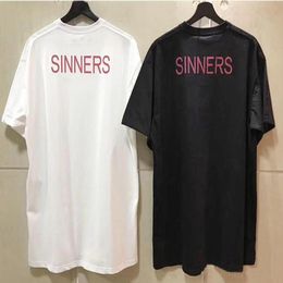 18ss Fashion High Quality Letter Printing Men Women Sinners Golden Print T Shirt Casual Cotton Tee Top5144743