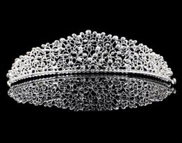 Sparkling Silver Big Wedding Diamante Pageant Tiaras Hairband Crystal Bridal Crowns For Brides Hair Jewellery Headpiece7513922