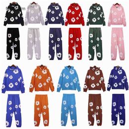 Trendy Denimteers Main Line Kapok Hoodie Pants Casual Mens and Womens Plush Sports Set