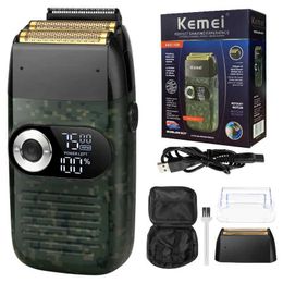 Electric Shavers Kemei 2 in 1 Rechargeable Electric Shaver LCD Display Portable Cordless Men Reciprocating Razor Beard Trimmer Y240503