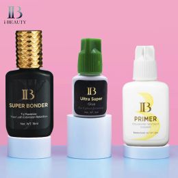 Eyelashes 3 Bottles Ib Eyelash Extension Primer Glue Premium Gel Remover Professinal Clear Lash Super Bonder Adhesive Wholesale I Beauty