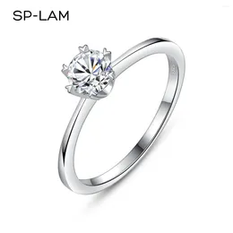 Cluster Rings Moissanite Engagement Ring Women Classic 0.5ct 14K White Gold Plated Certified Round Brilliant Lab Diamonds Wedding