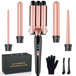 5 in 1 Hair Waver Curling Iron3 Barrel Hair Crimper with Fast Heating Up 0.4-1.25 Inch Crimper Wand Curler for All Hair Types 240507