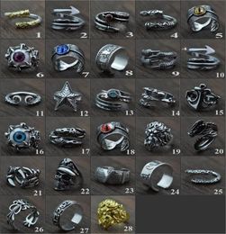 Cuff Ring Tiger Ring For Men Jewelry Vintage PUNK Mens Rings Steampunk Hollow Stainless Steel Rings Of Anime Skull Hip Hop mix ord3778401