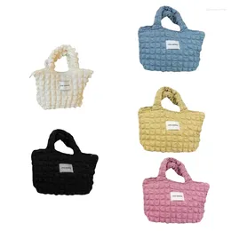 Shopping Bags Exquisite Small Tote Pleated Handbag Simple Shoulder Bag Canvas Bubble All-match For Family Gatherings