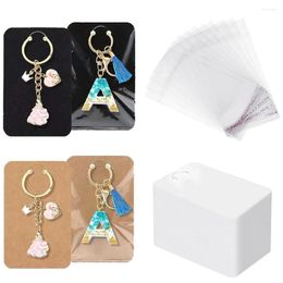 Jewellery Pouches 50pcs Keychain Packing Display Paper Cards Self-Sealing Bags For Cardboard Keyrings Accessories Supplies Small Business