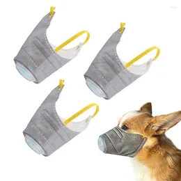 Dog Apparel 3pcs Muzzles Breathable Mesh Mouth Cover With Adjustable Loop And Reflective Straps Anti Biting Mask