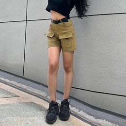 Women's Shorts Y2k Streetwear Women Cargo With Belt High Waist Street Multi Pockets Butt-lifted Casual Daily Wear Short Pants