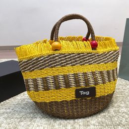 Handbag Designer bag summer fallow holidays Basket tote bags beach bag braid Crochet totes Womens Fashion Striped Colour Shopping Bag Natural fibres baguette bag