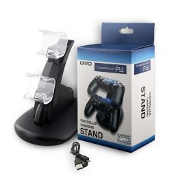 Racks 2 in 1 Wired Dual USB Charger Stand for PS4 Recharge Charging Stand Holder for PS4 with Blue light