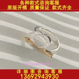 Women Band Tiifeany Ring Jewellery TIFFs 925 Silver V Gold Material Simple Fashion Versatile New Love Arrow