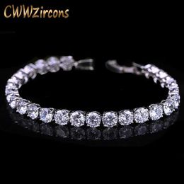 Bangle CWWZircons 2022 Latest Design Platinum AAA+Round Cubic Zirconia Womens Tennis Jewelry CB058 Q240506