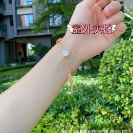 High standard bracelet gift first choice Gold Clover Flower Ladybug Bracelet Female Rose White Red with common cleefly