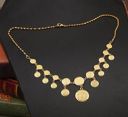 Chains Turkish Coin Necklace Water Wave Chain Gold Plated Women Arabic Wedding Jewelry Ethnic NecklacesChainsChainsChains1803263