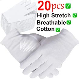 Gloves 110Pairs White Cotton Work Gloves for Dry Hands Handling Film SPA Gloves Ceremonial High Stretch Gloves Household Cleaning Tool