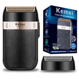 Electric Shavers Original Kemei Rechargeable Shaver For Men Waterproof Electric Shaver Beard Machine Bald Head Electric Razor With Extra Mesh Y240503