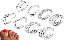 Summer Beach Vacation Knuckle Foot Ring Set Open Toe Rings for Women Girls Finger Ring Adjustable Jewellery Whole Gifts P08187836893