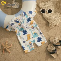 Swimwear ma&baby 04Y Toddler Infant Kids Boy Girl Swimsuit Cartoon Dinosaur Printed Short Sleeve Zipper Swimwear Beachwear Bathing Suit