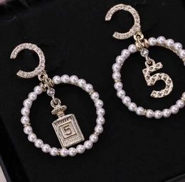 2024 Top quality drop earring with bottle shape and pearl pendant for women wedding Jewellery gift and diamond with box free shipping PS3572 q3