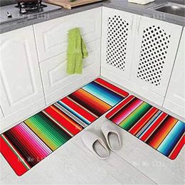 Carpets Soft Flannel Kitchen Rugs Mexican Pattern Serape Colourful Stripes Detail Background With Colours Washable Non Slip