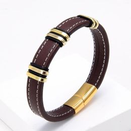 Charm Bracelets 5 Colour Stainless Steel Metal Jewellery Accessories Brown Rope Chain Leather & Bangles 2024 Fashion Women Bracelet