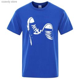 Men's T-Shirts Hot Sa Cotton Casual Short Seve Skate Shoes Men t Shirt Summer Breathab Clothes O-Neck Oversized Seves Unisex H240507
