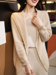 Women's Knits Fashion Spring Autumn Long Sleeve Shawl Coat Women Sweater Merino Wool Cardigan Korean Knitwear Clothing