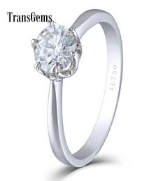 Transgems Solid 14k 585 White Gold 1 Carat Ct Diameter 65mm F Color Lab Grown Moissanite Diamond Engagement Ring For Women Y190613947448