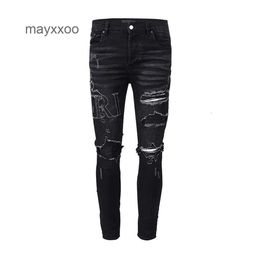 Masculino jeans jeans jeans jeans jeans jeans com buracos brancos 2024 jeans de jeans velhos leggings amiirii moda vxcw