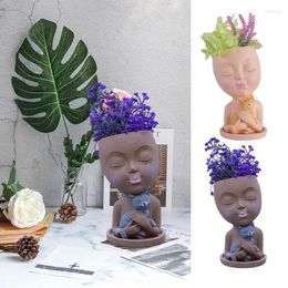 Vases Resin Faced Lady Head Planter Weather Resistant Unique Vase For Shelves Windowsills Balconies Kitchens Gardens Home Decor