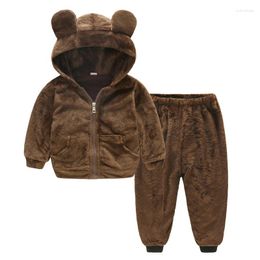 Clothing Sets Toddler Boy Autumn Winter Clothes Set Plush Hooded Jacket 2pcs Children's Casual Outfit Suit Kids Tracksuit Baby Boys