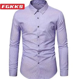 Men's Dress Shirts FGKKS 2024 Outdoor Casual Shirt For Men Fashion Breathable Slim Top High Quality Design Hot Street Wear Casual Shirt For Men d240507