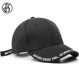 Ball Caps FS Snapback Hip Hop Caps Black White Letter Baseball Cap For Men Stylish Korean Women Hat Cotton Outdoor Street Dad Hats Gorras Y240507