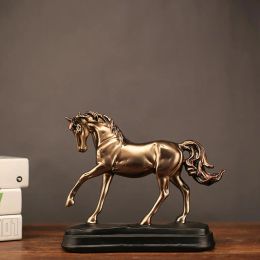 Sculptures Bronze Horse Statue Resin Sculpture Figurine Handmade Walking Collectible