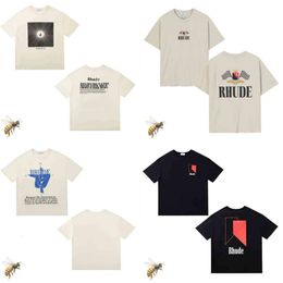 rhude Summer Collection Rhude Tshirt Men's T-Shirts Fashion and Leisure Oversize Tees Polos Heavy Fabric Couple Dress Top Quality T Shirt