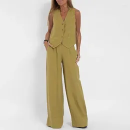 Women's Two Piece Pants Sets For Women 2 Pieces Outfit Pantsuit Casual Office Wide-leg Two-piece Trousers