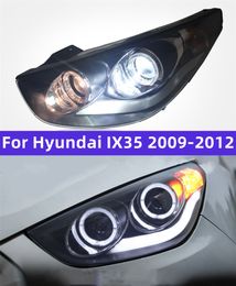 Headlight Assembly for Hyundai IX35 2009-2012 Modified Front Lamp LED Turn Signal DRL Angel Eye Design Lens